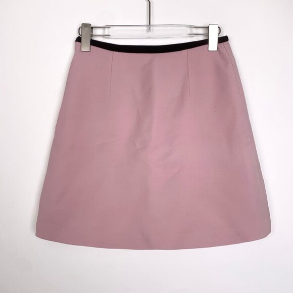 Prada Light Pink A-Line Skirt With Buttoned Pockets Size 40 Black Trim Made In I - Picture 2 of 6